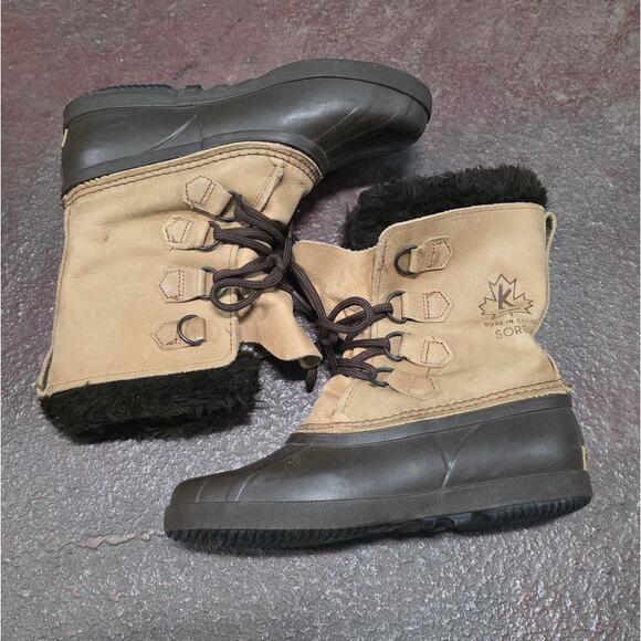 Sorel Manitou Leather Duck Boots Womens US 8 Lined Kaufman Waterproof Canada - Picture 11 of 12
